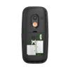 Rear without cover shows slot for battery and SIM card