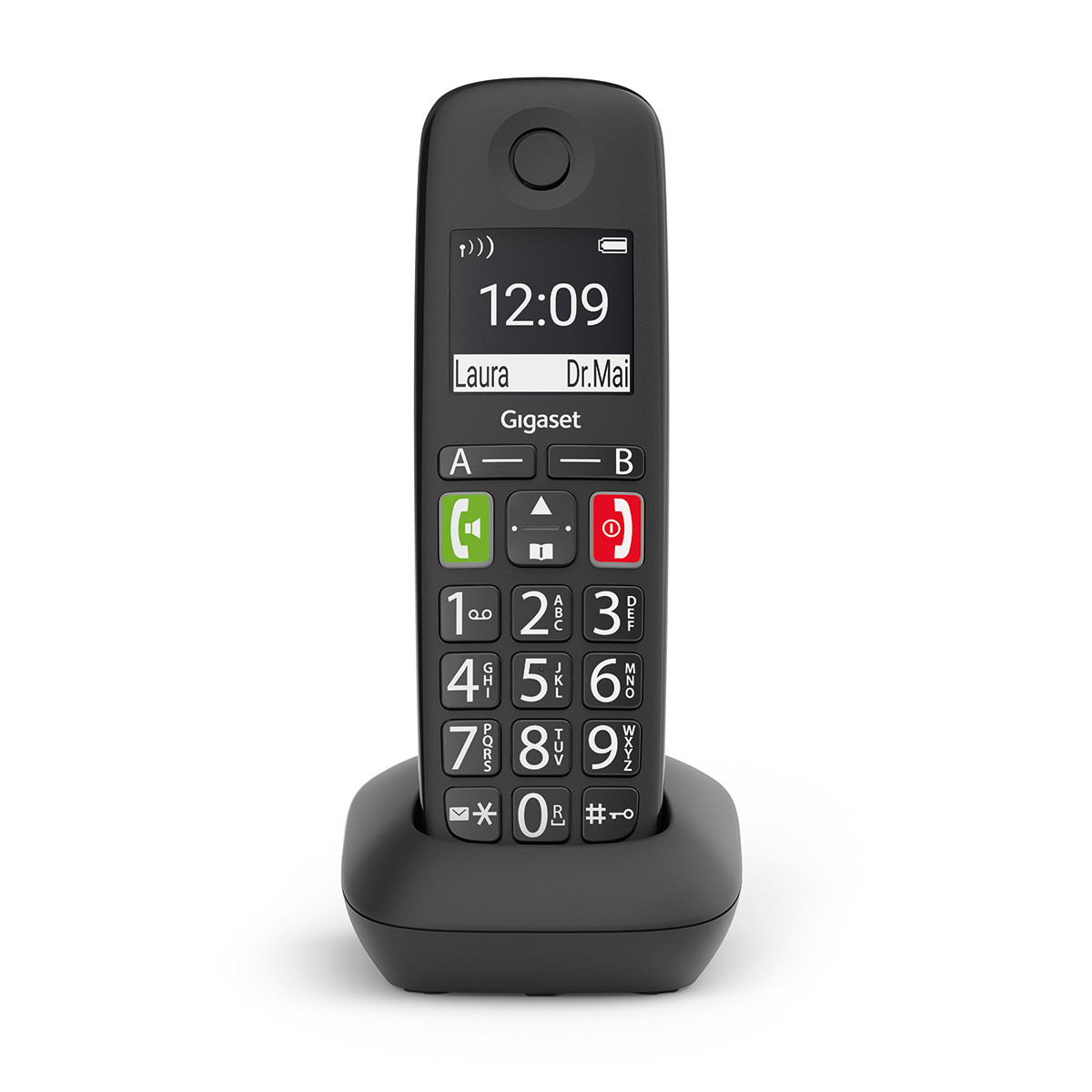 Gigaset E290HX Schwarz & DECT Basisstation Box 100 für Ihr eigenes Kommunikationssystem mit Gigaset Mobilteilen Schnurloses DECT-Telefon für Senioren zum Anschluss an vorhandene DECT-Basis 