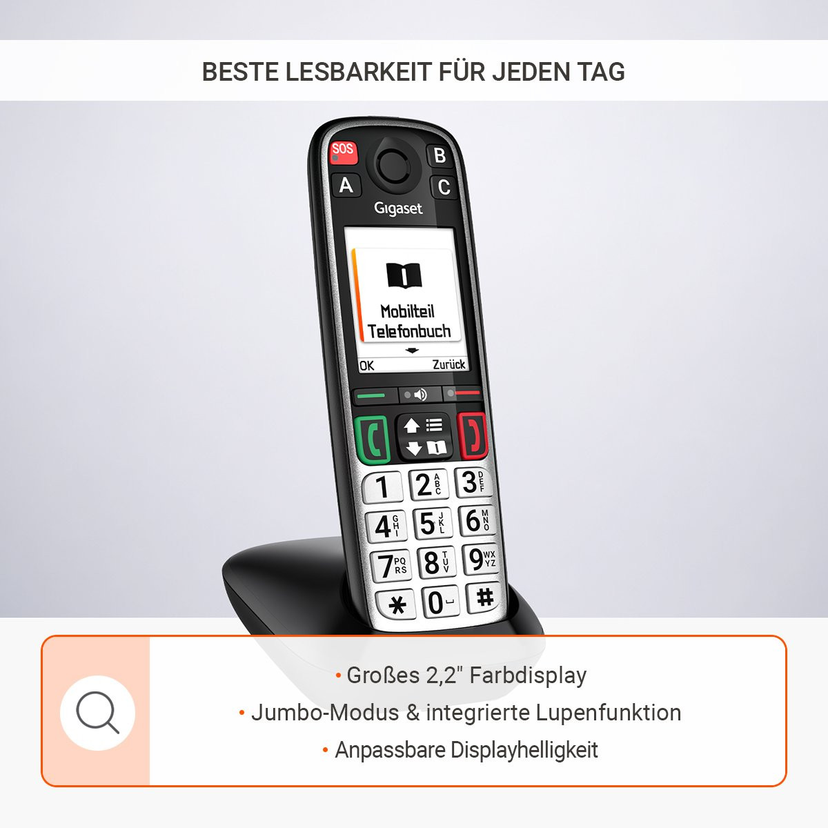 Bedienungsmenü für barrierearme und einfache Nutzung