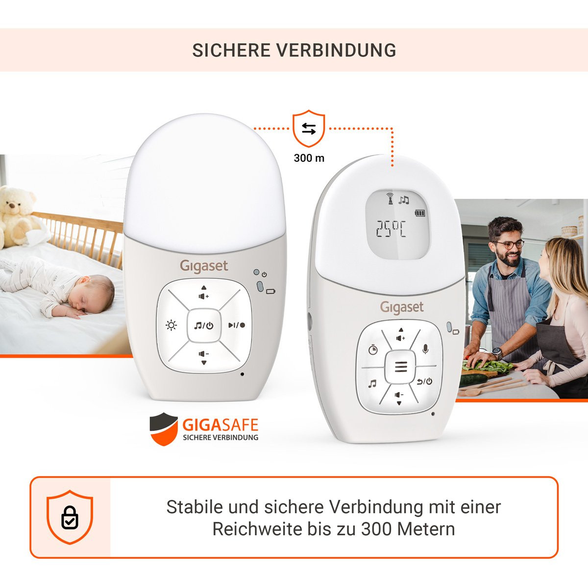 Audio-Babyphone mit sicherer Verbindung und hoher Reichweite