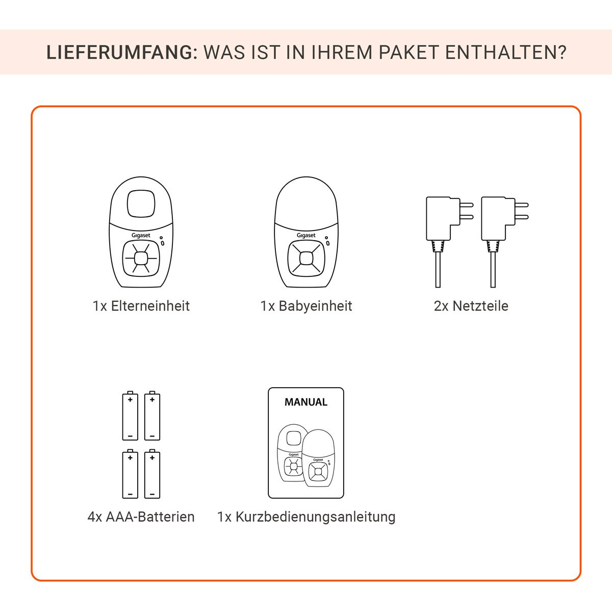 Lieferumfang des Gigaset BABY 100 Audio