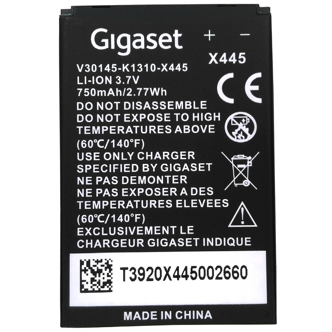 Batterie d'origine pour téléphone sans fil Gigaset SL400H/SL78H/SL450H