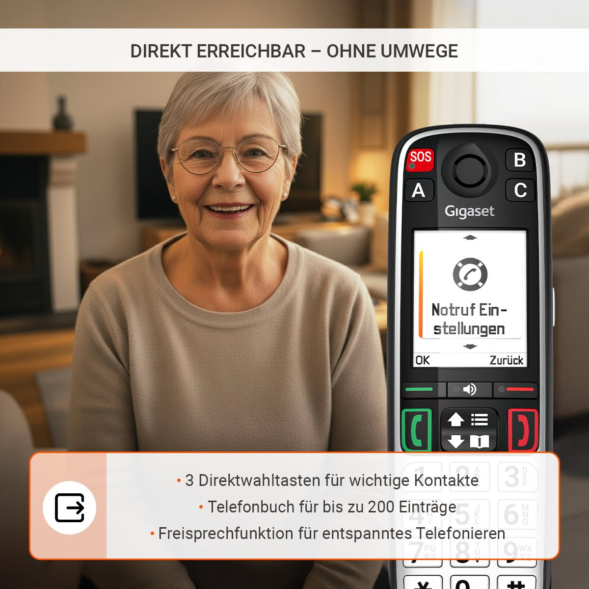 Bedienungsmenü für barrierearme und einfache Nutzung