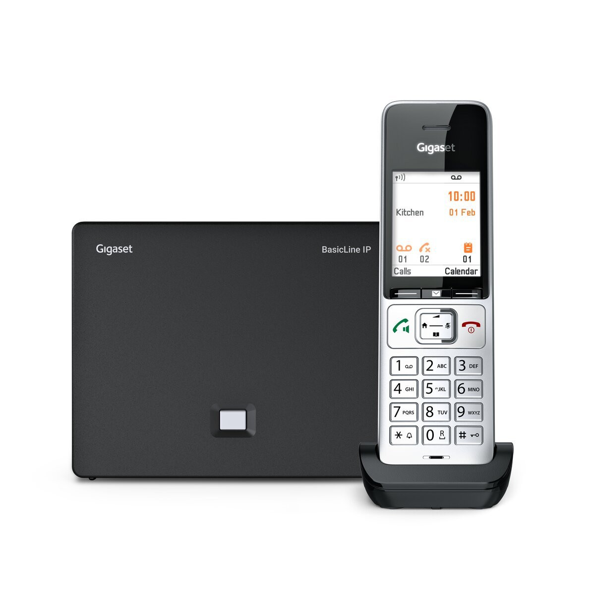 Gigaset BasicLine IP avec COMFORT 500HX, téléphone DECT avec économiseur d'écran horloge