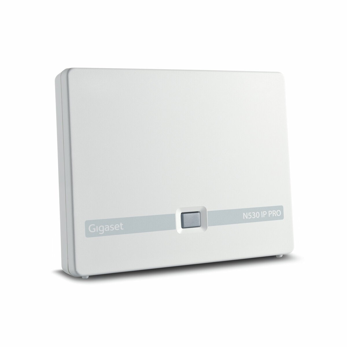 Gigaset N530 IP PRO Stazione base IP DECT a cella singola, vista frontale inclinata da sinistra.