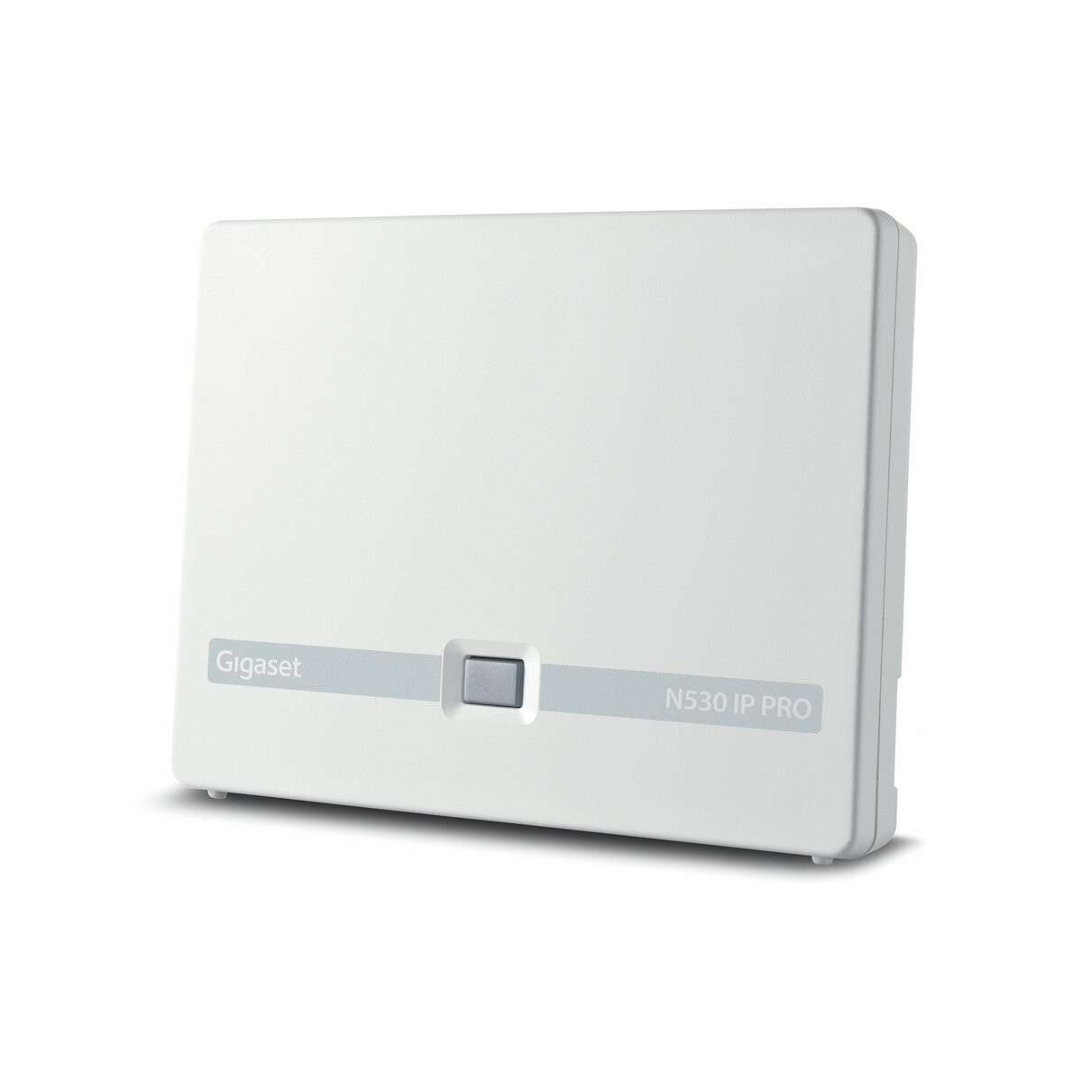 Gigaset N530 IP PRO Stazione base IP DECT a cella singola, vista frontale inclinata da sinistra.