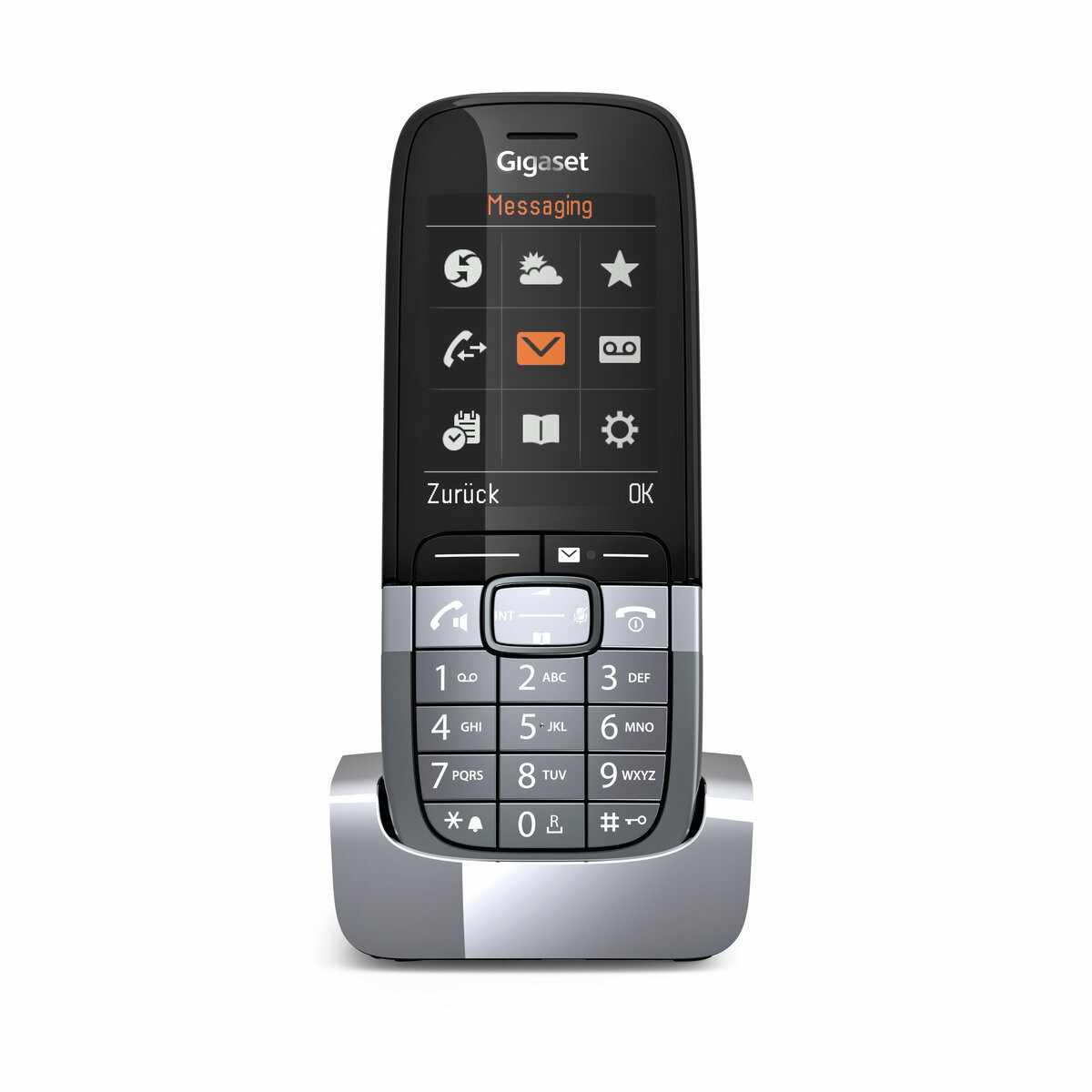 Gigaset SL850H PRO in Ladestation mit Displayanzeige und elegantem Design