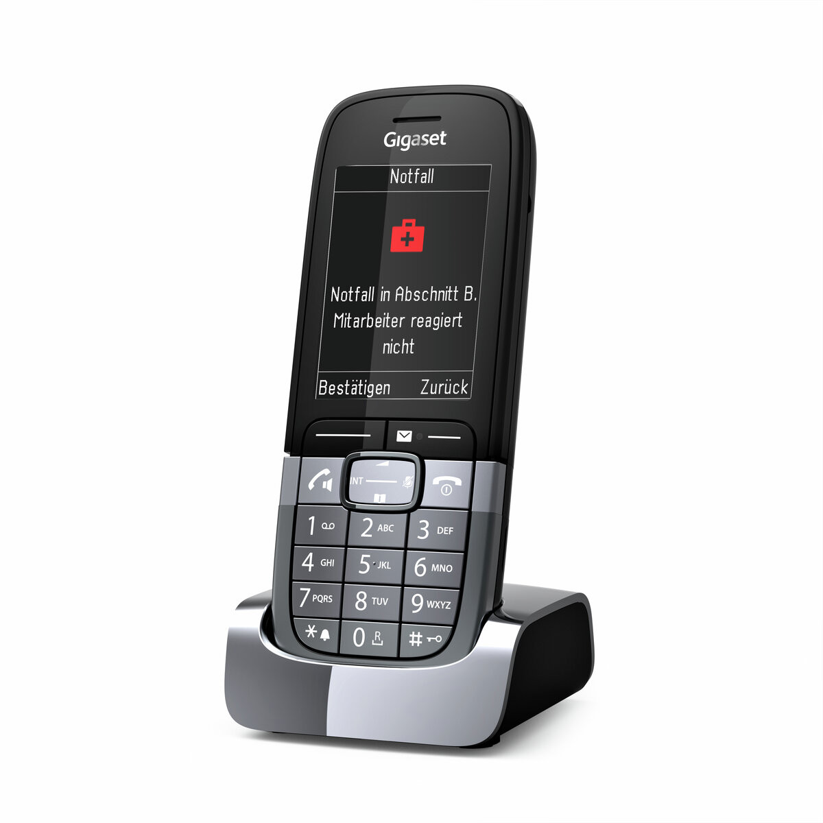 Gigaset SL850H PRO in Ladestation mit Displayanzeige und elegantem Design