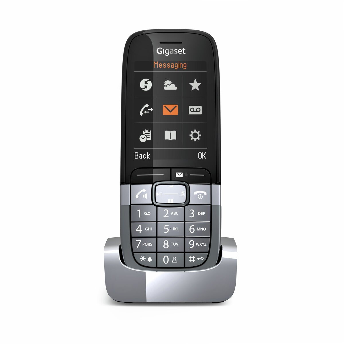 Gigaset SL850H PRO in cradle with display and elegant design