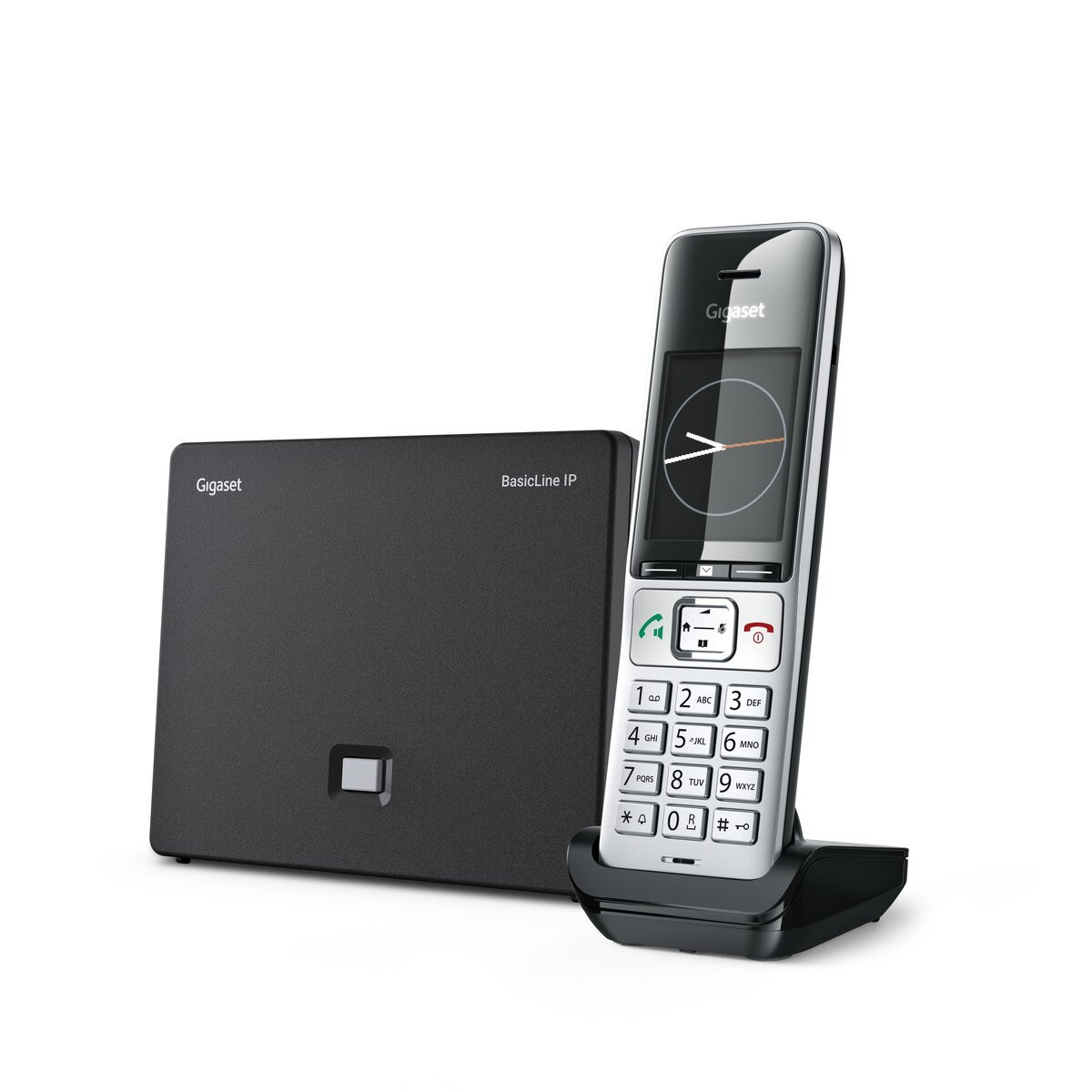 Gigaset BasicLine IP z COMFORT 500HX, telefon DECT z zegarem jako wygaszaczem ekranu