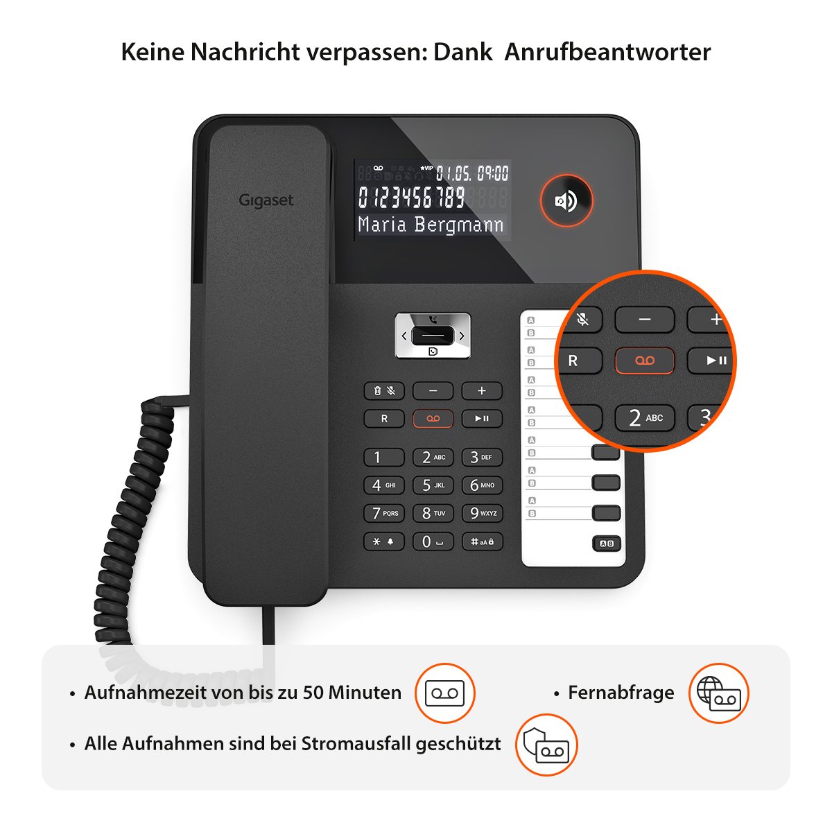 kaufen und Gigaset Wand- Tischtelefon Anrufbeantworter DESK 800A mit